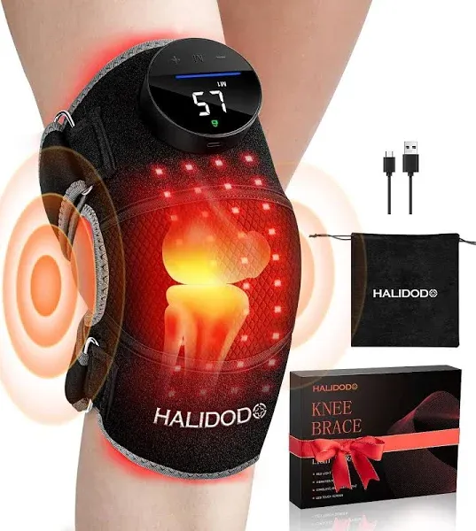 HALIDODO Red Light Therapy Vibration Massage Knee Brace