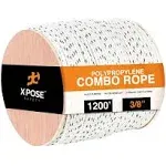 Xpose 3/8" x 1,200' White / Red Polypropylene Combo Rope PCR38-1200-X