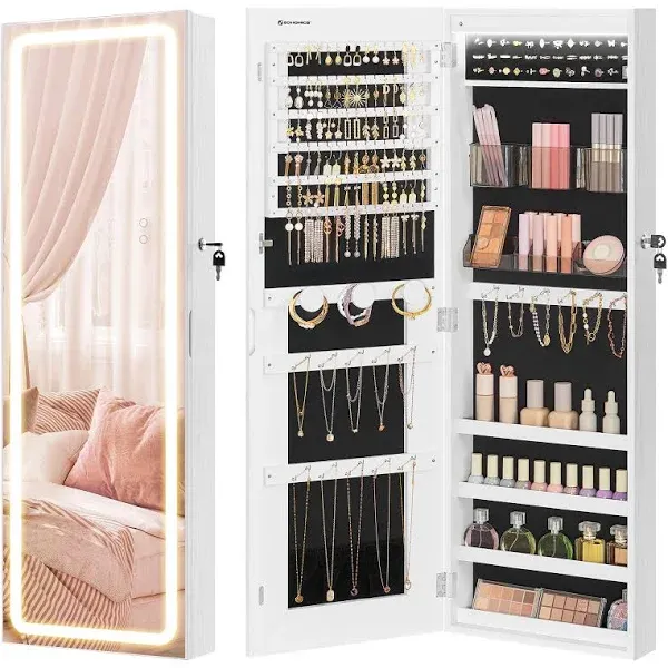 SONGMICS LED Mirror Jewelry Cabinet Armoire