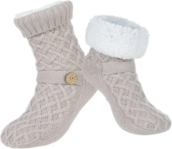 Women's Fluffy Fleece Slipper Socks with Non-Slip Grippers