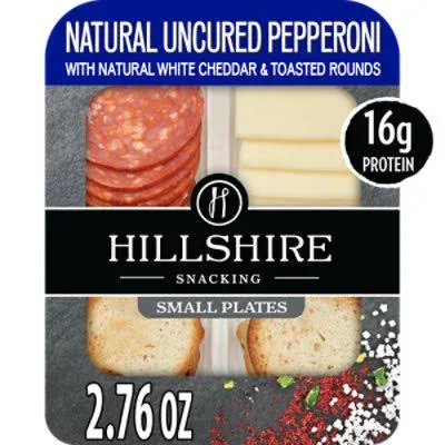 Hillshire Snacking All Natural Uncured Pepperoni with Natural White Cheddar Cheese Small Plates