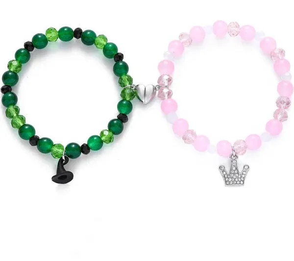 ZAOQIAN Elphaba Galinda Friendship Matching Bracelets Rhinestone Crown Witch Hat Matching Bracelets