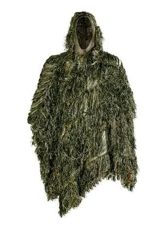 Ghillie Suit Poncho for Hunting Bird Watch Gilly Camouflage Cloak Green and Dese