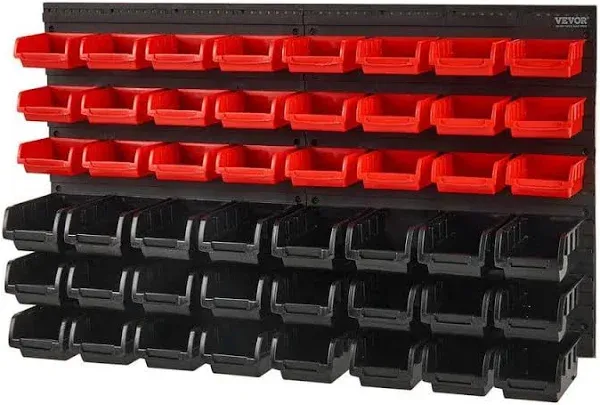 VEVOR Wall Mounted Storage Bins Small Parts Organizer Garage Tool Rack 48 Bins