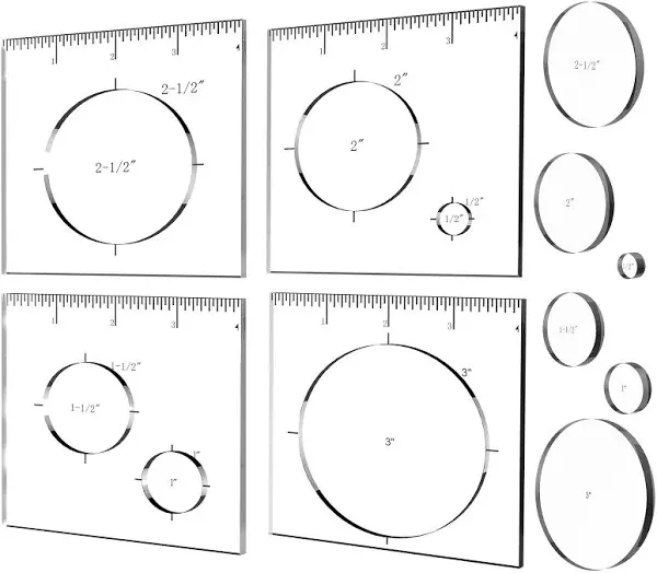 Monliful Pack of 4 Circle Inlay Template Set