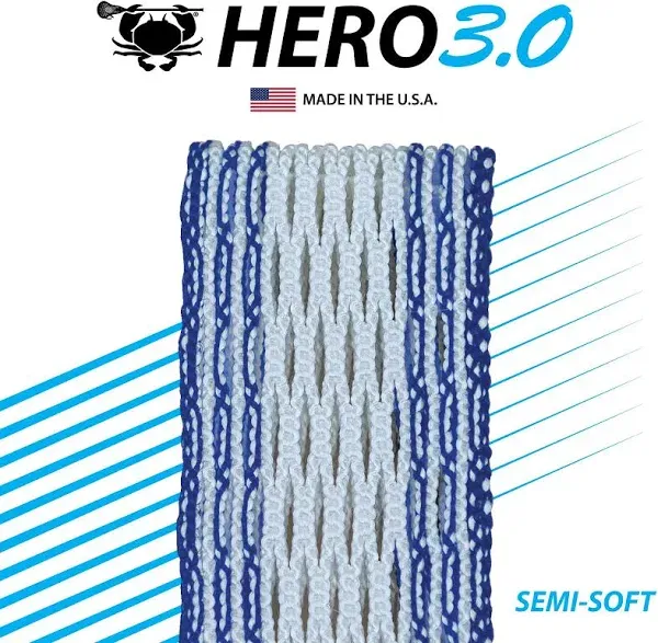 ECD Hero 3.0 Semi-soft Lacrosse Mesh (Royal Blue Storm Striker)