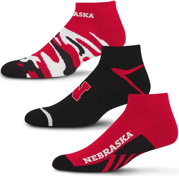 For Bare Feet Nebraska Cornhuskers Camo Boom Ankle Socks (3-Pack)