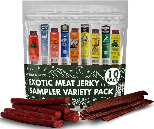 Buffalo Bob's Wild Game Jerky Sampler Gift Pack of 10