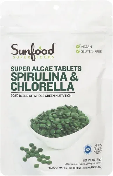 Sunfood Spirulina Chlorella Tablets