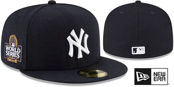 Men&#039;s Navy New York Yankees 2024 World Series Side Patch 59FIFTY Fitted Hat Cap