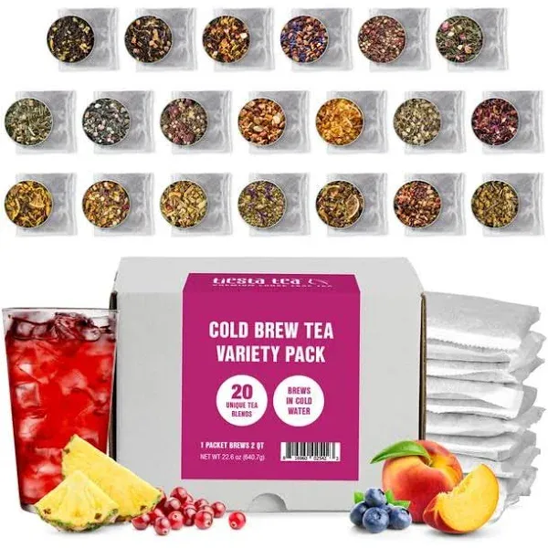 - 20 Pack Cold Brew Variety Tea - Premium Loose Leaf Tea Blend - High to Non Caf