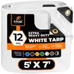 Xpose Safety WHD-57-X Heavy Duty White Poly Tarp 5' x 7' Protective Co