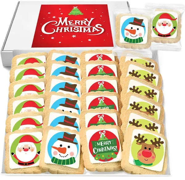 OMCookie Christmas Cookies Stocking Stuffers for Kids Party Favors Holiday Gourmet Corporate Food Gift Individually Wrapped Bulk