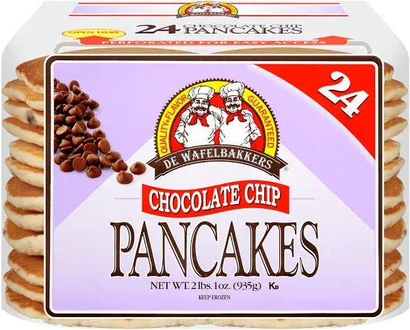 De Wafelbakkers Pancakes, Chocolate Chip - 24 pancakes, 33 oz