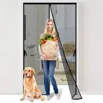 Magnetic Screen Door -Fit for Fit 32&#034; Wide x 80&#034; High, Polyester-Blac<wbr/>k 