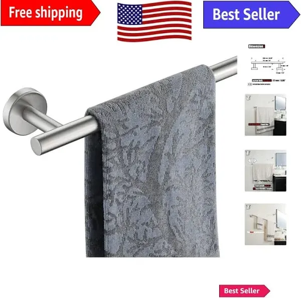 30 Inch Wall-Mounted Towel Holder in Brushed Stainless Steel - Easy Assembly