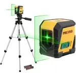 PREXISO Laser Level with Tripod, 65ft Self Leveling Cross Line Laser Level, Green Line Leveler Tool for Hanging Pictures, Floor Tile, Home Renovation