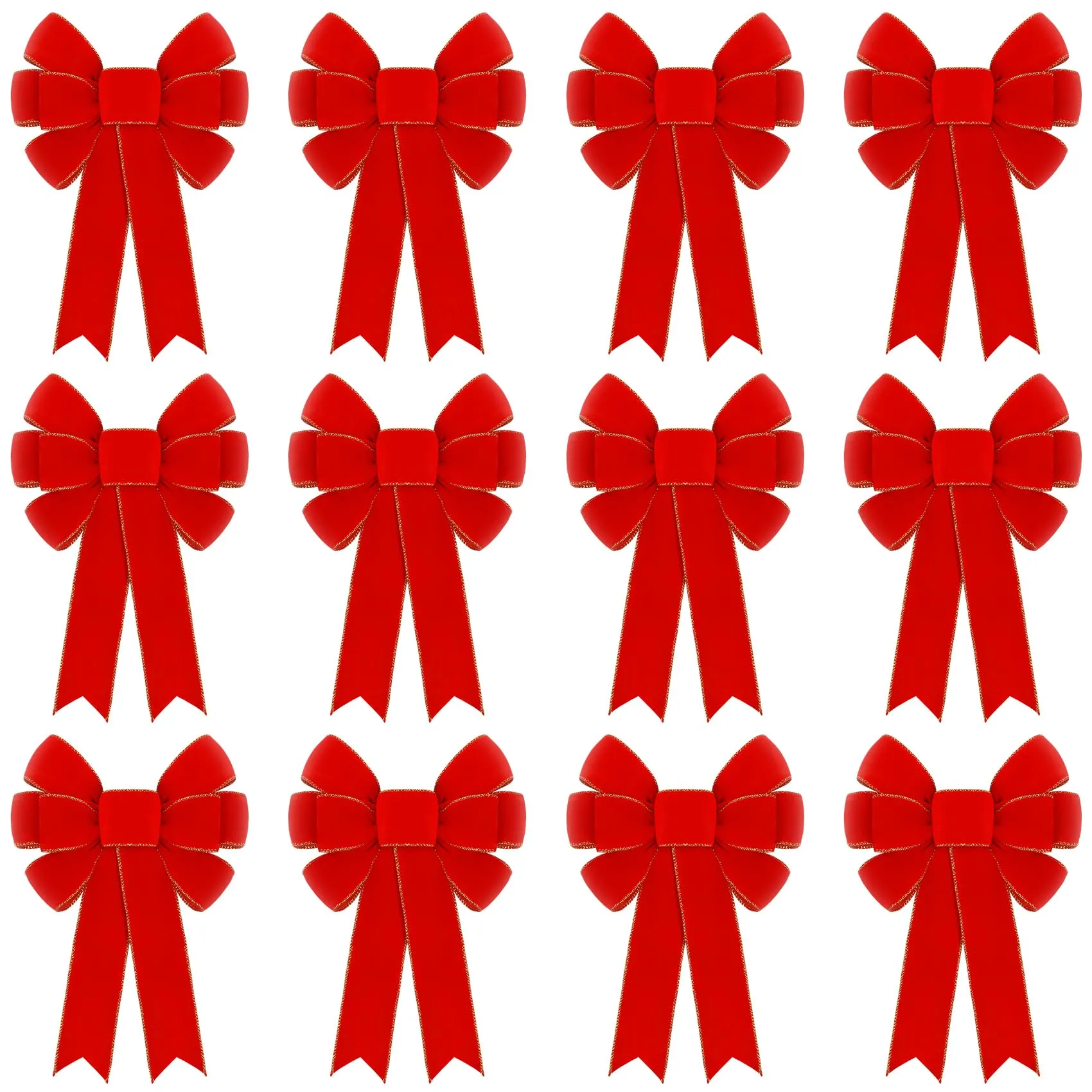 Okuna Outpost 12 Pack Red Velvet Christmas Ribbon Bows