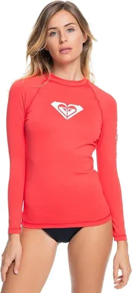 Roxy Womens Whole Hearted Long Sleeve Upf 50 Rashguard Rash Guard Shirt