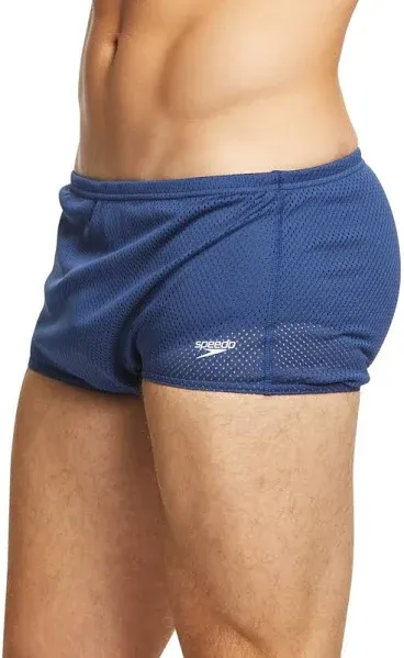 Speedo Men's Swimsuit Navy Blue Poly Mesh W/lining New with Tags. Size 30