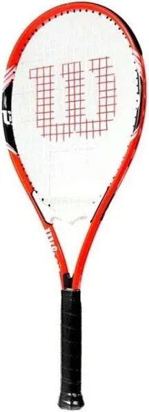 Wilson Federer Adult Recreational Tennis Racket - Grip Size 3 - 4 3/8", Red/White/Black