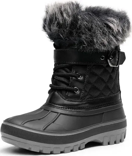 Boys Girls Toddles Winter Snow Boots Faux Fur Lined Mid Calf Zip Warm Ski Boots