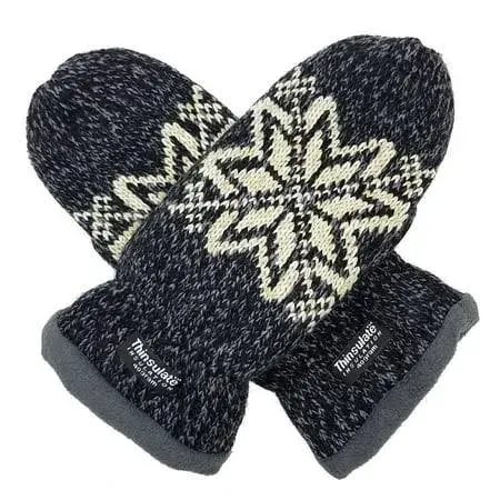 BRUCERIVER Women Snowflake Knit Mittens with Warm Thinsulate Fleece Lining