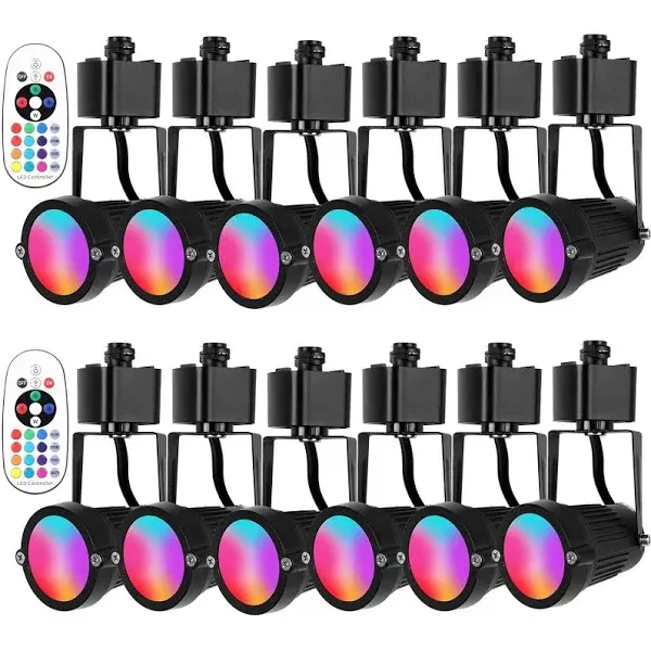 12-Pack H-Type EAGLOD 12W RGB LED Track Light Heads,RGBW Color Changing