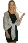 ShineGlitz Shawls and Wraps for Evening Dresses, Metallic Glitter Shawls for Women, Sparkling Wedding Metallic Silver Shawl Gift, One Size