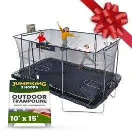 Jumpking 10' x 15' Rectangle Trampoline with Basketball Hoop