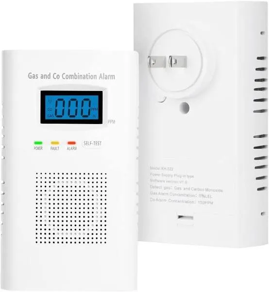 Carbon Monoxide Detectors Plug in,CO and Natural Gas Detector for Home white 