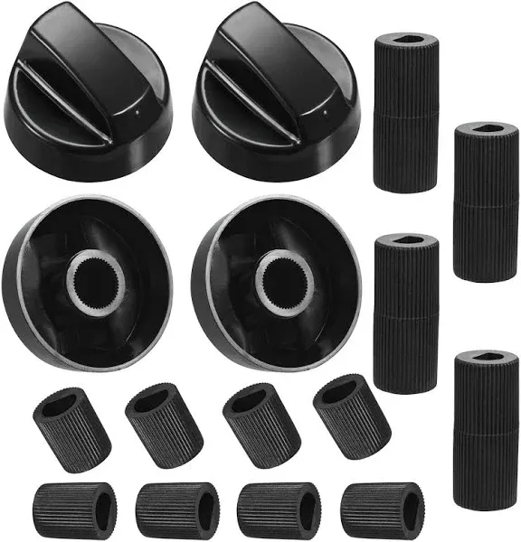 4 Pack Black Universal Control Knobs with 12 Adapters for Oven/Stove/Ran<wbr/>ge, P...