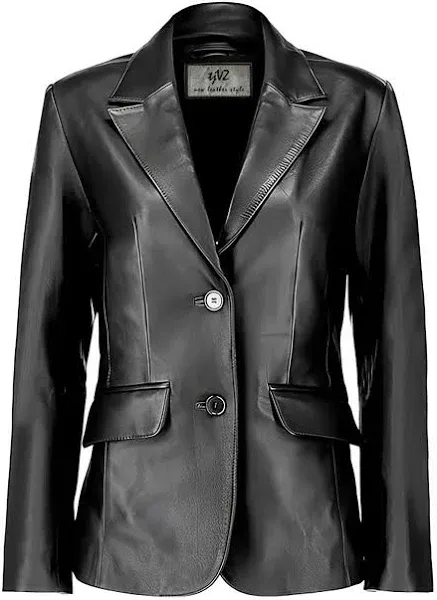 Jild Classic 2-Button Lambskin Leather Blazer Women