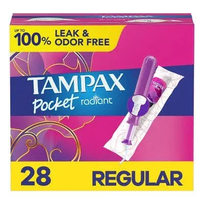 Tampax Tampons, Regular Absorbency, Unscented, Pocket