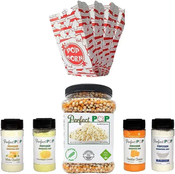 Xmas Popcorn kit. 2lbs of Yellow kernels. Includes Four seasonings and 25 Pop...