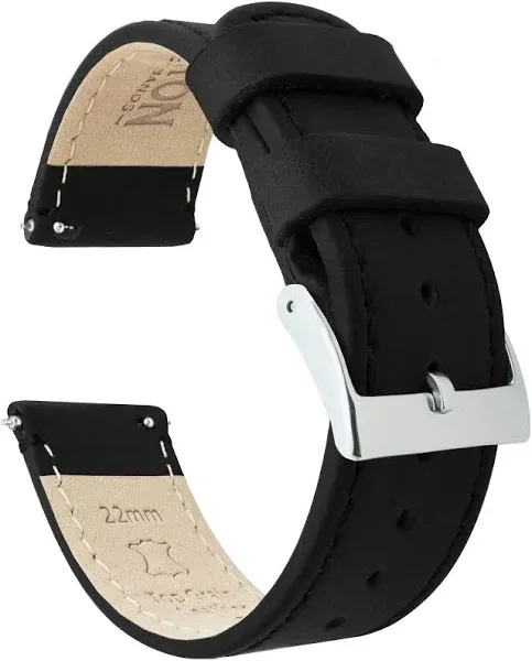 Black Leather Quick Release Watch Band