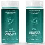 IWI Omega-3, 60 Softgels (60 Servings), Vegan Plant-Based Algae Omega 3 with EPA + DHA, Whole-body Support Dietary Supplement, Krill & Fish Oil