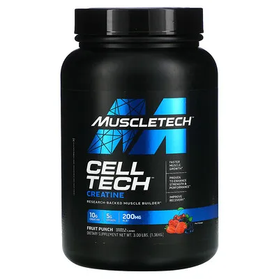 Creatine Monohydrate Powder | MuscleTech Cell-Tech Creatine Powder | Post Workout Recovery Drink | Muscle Builder for Men & Women | Musclebuilding Creatine Supplements | Fruit Punch, 6 lbs (56 Serv)