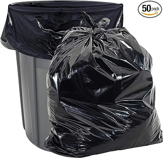 Aluf Plastics - Trash Bag, 50-55 Gallon, 1.35 Mil (eq), 35"x55" Black, 50 Count