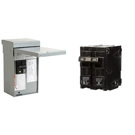 Square D - HOME250SPA Homeline Spa Panel, Load Center With 50-Amp Enclosed Main Breaker, 2-Pole, Ground Fault Interrupt,Grey