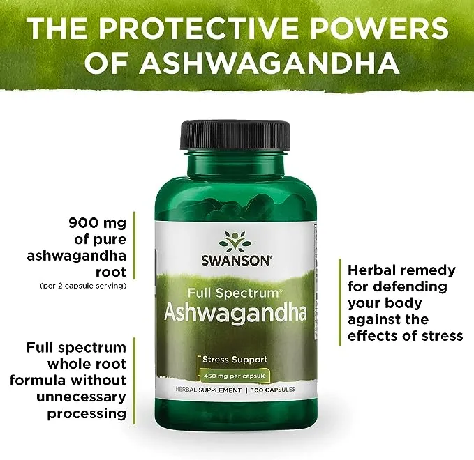 Swanson Superior Herbs Ashwagandha Extract, 450mg, 60 Capsules