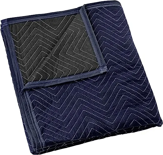 Sure-Max 2 Moving & Packing Blankets - Pro Economy - 80" x 72" (35 lb/dz Weight) - Professional Quilted Shipping Furniture Pads Navy Blue and Black