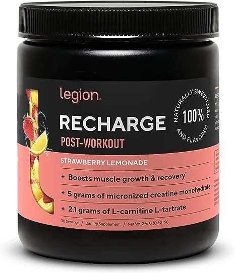 Legion Athletics, Recharge, Post-Workout Drink, Getränk nach dem Training, Erdbeerlimonade, 276 g (0,6 lbs.)