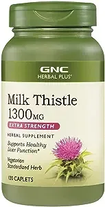 GNC Herbal Plus Milk Thistle 1300mg | Supports Liver Health | 60 Caplets