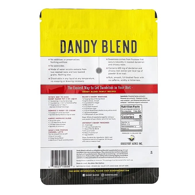 Dandy Blend Organic Instant Herbal Beverage with Dandelion - 3.53 oz bag