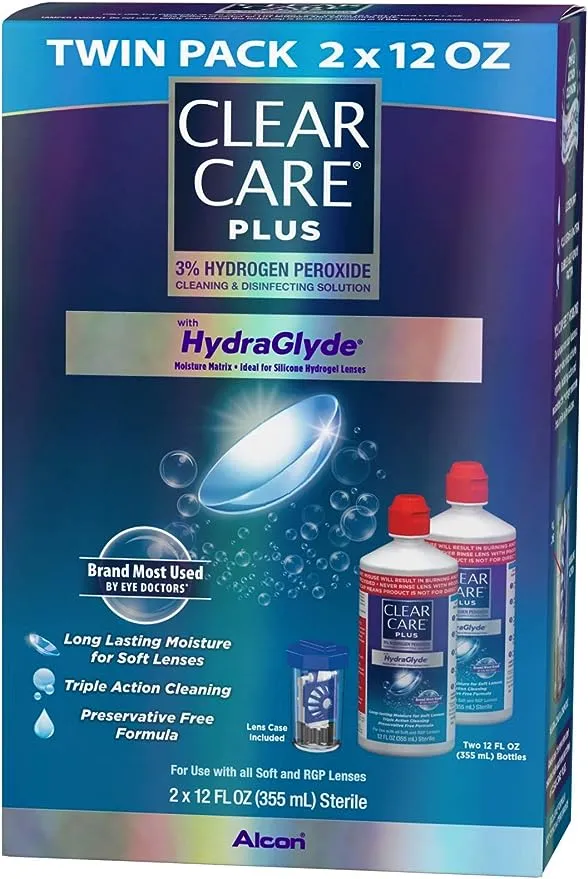 Clear Care Plus HydraGlyde Cleaning and Disinfecting Solution - 2 Pack, 12 fl oz