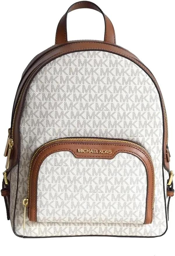 Michael Kors Bags | Michael Kors Jaycee Medium Backpack Vanilla | Color: Brown/White | Size: Os | Pursehub's Closet