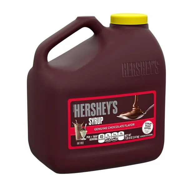 Hershey's Genuine Chocolate Fat Free, Gluten Free Syrup, Bulk Jug 7 lb 8 oz.