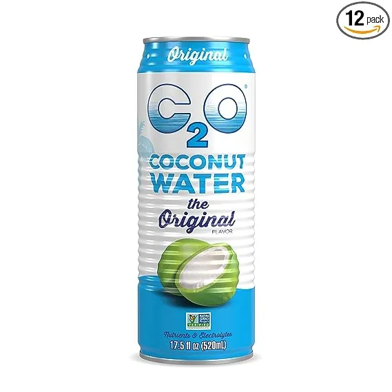 C2O The Original Coconut Water w/Nutrients & Electrolytes, Rejuvenating Plant-Based Hydration, the Original, 17.5oz cans (12-Pack) 