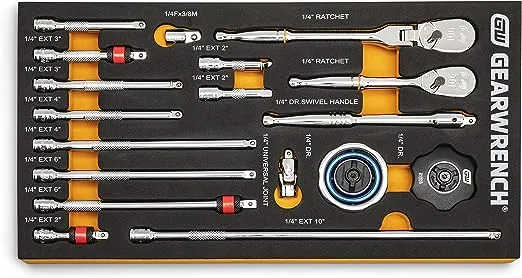 GearWrench 86522 18 pc. 1/2" 90-Tooth Ratchet & Drive Tool Set with Eva Foam Tray